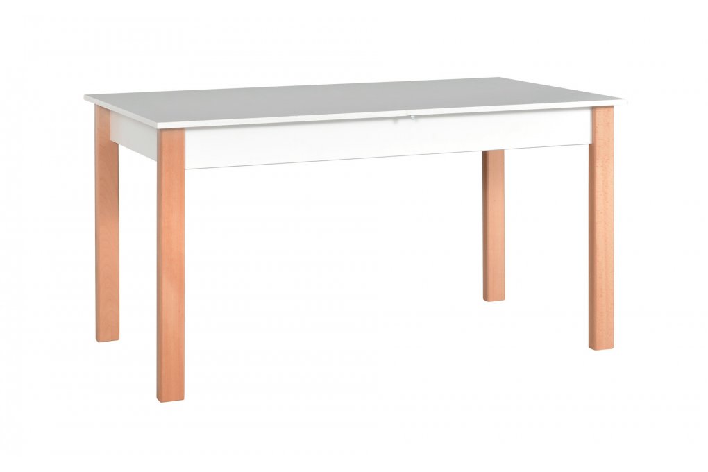 Stół ALBA 2 laminat rozkładany 140/180 cm biały/nogi buk naturalny